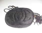 CLOSING SALE  Vintage.classic chain  suede .Black Logo.Bag