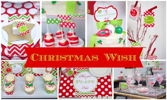 CHRISTMAS Party Decorations - PRINTABLE Party Package - My Christmas Wish Collection - By A Blissful Nest - As Seen On Celebrations At Home Il_570xn
