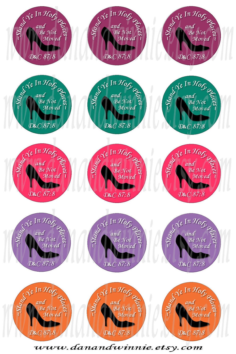 YW 2013 THEME Stand Ye In Holy Places HEEL 1 inch circles digital graphics collage sheet, bottle caps, scrapbooking, tags