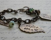 personalized family hand stamped charm bracelet