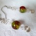 Unique Silver Swirl Red and Green Dangle Coil Earrings