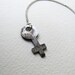 Antique silver skeleton cross key necklace on sterling plated chain, one of a kind