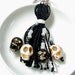 Black and White Sugar Skull Beaded Tassel Keyring