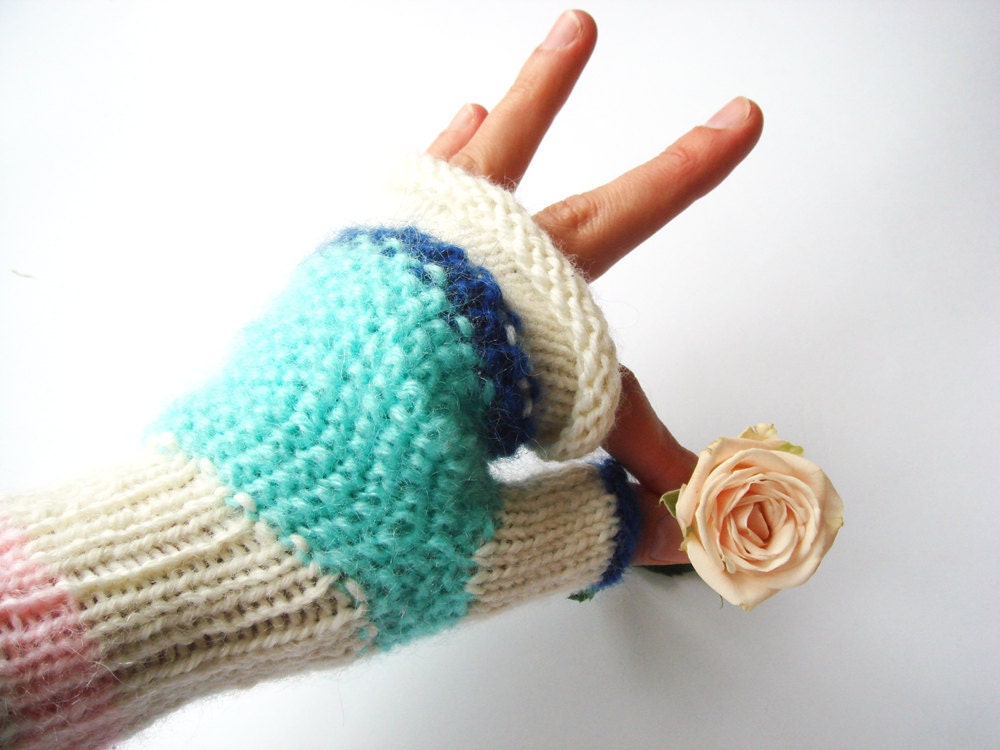 Mint Gloves, Fingerless women gloves, mittens, gift for her