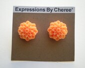 Orange Chrysanthemum Stud Earrings