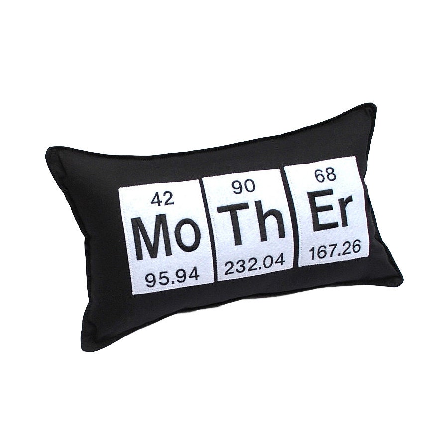 Mother Chemistry Periodic Table Black Cotton Pillow