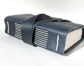 Navy Blue Leather Journal or Sketchbook - Handmade
