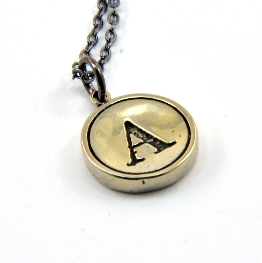 Letter  A Typewriter Key Necklace - Pendant Necklace -  Other Letters Available