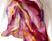 Silk Scarf, Silk Satin Scarf, Womens Fashion Accessories, Handmade,'In The Beginning"