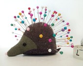 Pincushion, Hedgehog, upcycled wool, vintage, handmade, Lavender Rue