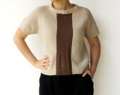 Vintage 1960s Sand and Brown Loose Knit Top