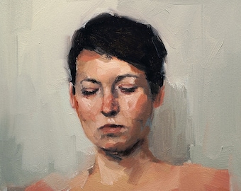 A Quiet Place, Fine Art Print of Original Oil Painting Portrait