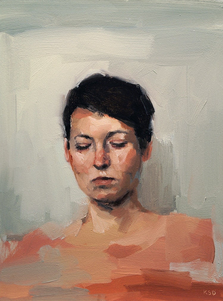 A Quiet Place, Fine Art Print of Original Oil Painting Portrait