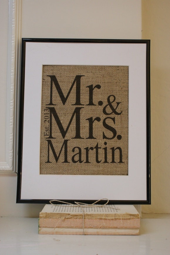 Personalized Mr. & Mrs. Burlap Artwork