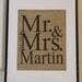 Personalized Mr. & Mrs. Burlap Artwork