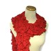 Hand Knit Ruffled Scarf - Red