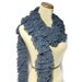 Hand Knit Ruffled Scarf - Blue