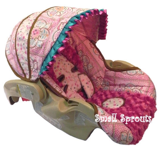 Custom Gumdrop Pink & Aqua Infant Car Seat Cover-Limited Edition