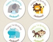 Jungle Safari party - Custom stickers - Sheet of 12 or 24 Il_170x135
