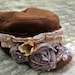 Embellished fall hat, reserve for Kprendy2 military cadet hat, chocolate brown country chic hat, womens accessories, rustic, cottage, shabby