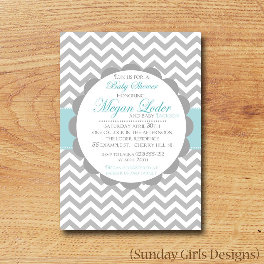 Chevron Baby Shower Invitation-Digital Custom Card-Baby Boy, Baby GIrl or Gender Neutral