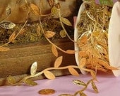 Gold Leaves Twig Cord Leaf Ribbon