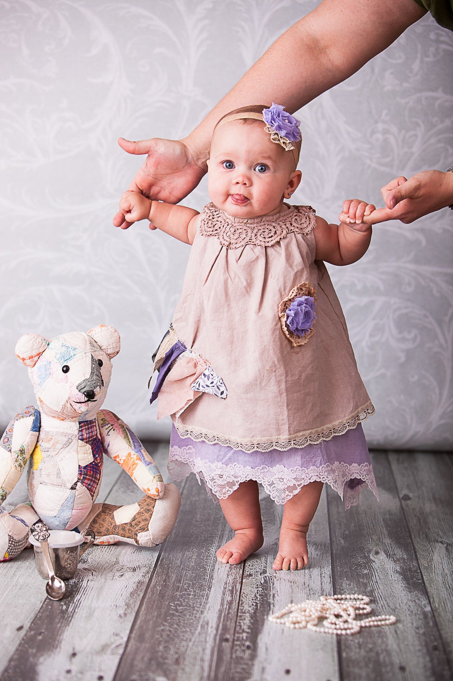 Baby Mattie Hand Dyed ShaBby ChiC One Of A KinD Vintage Inspired Lace Pearls  Special Portrait Dress and more