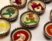 Children's Animal Alphabet Upcycled Bottle Cap Magnet 26 Piece Set / Educational Toys M15