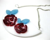 Roses necklace - statement folklore jewelry - laser cut plexiglass