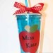 Personalized teacher gift - 20oz Insulated cup with apples and polka dots