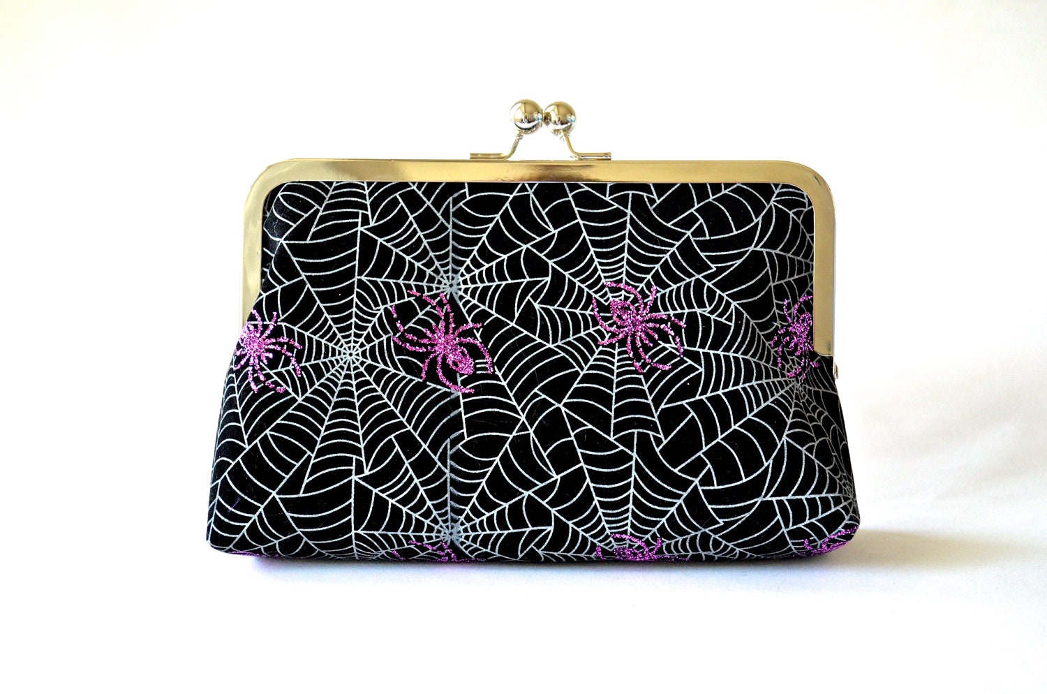 Sparkly Spiders Clutch Bag Purse Halloween Accessories by Lolis Creations - loliscreations