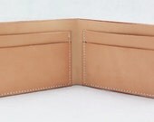 minimalist Natural Tan Vegetable Tanned Leather Wallet fit US Bill 4cards thinnest Unisex custom made available /WA5
