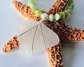 Sea Glass Jewelry, Wire Wrapped Pendant, Sea Mist