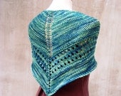 Hand Knitted Blue green Wool Scarf Capelet in Malabrigo yarn