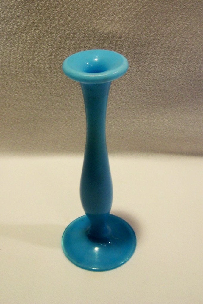 Vintage Blue Glass Bud Vase Home Decor