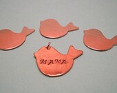 Birdie- 1 1/4" x 1" copper bird charm hand stamped and customized for you