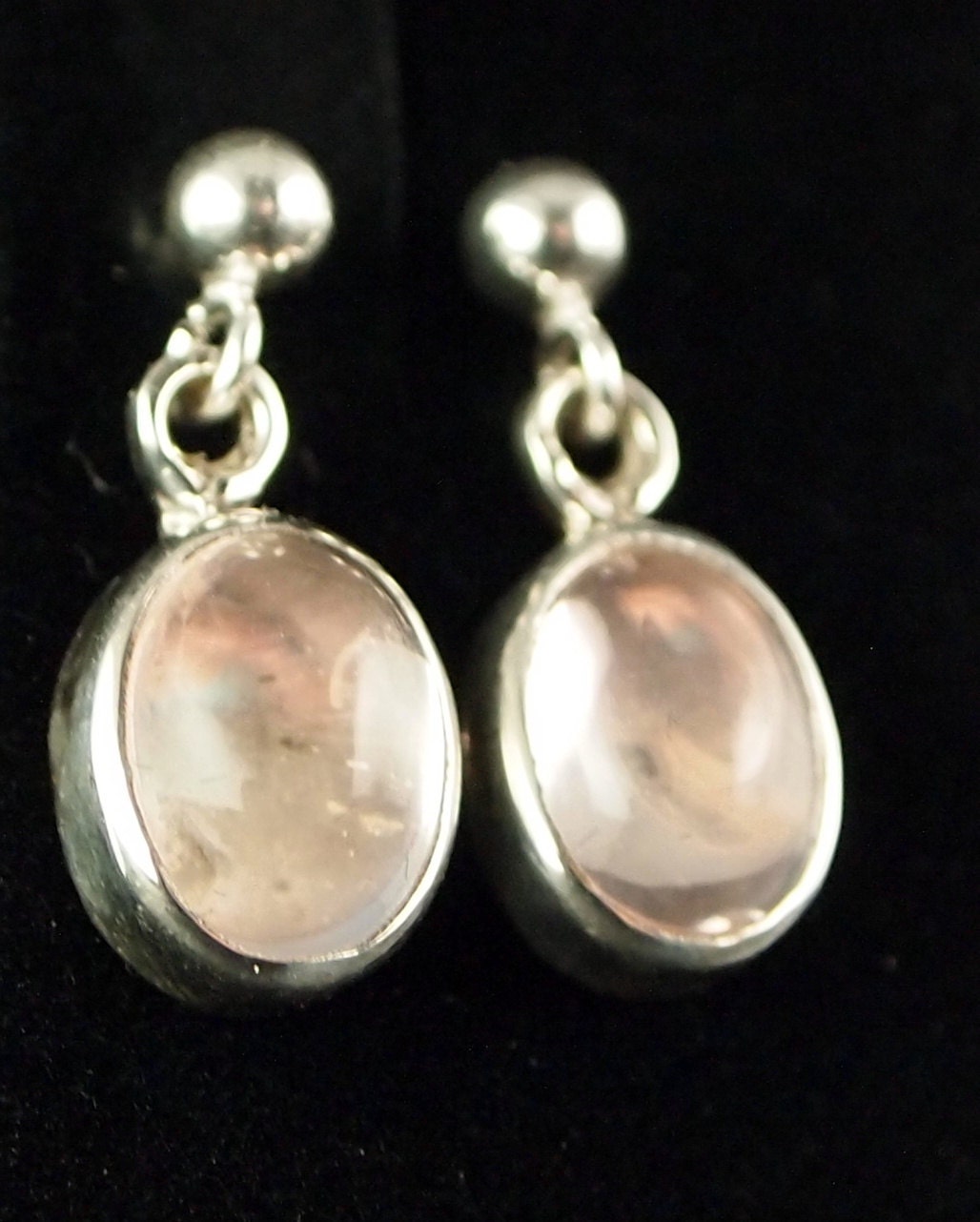 Sterling Silver and Rose Quartz  Drop Earrings