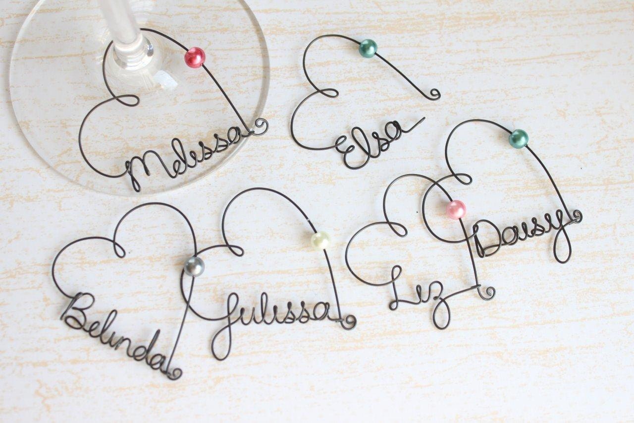 Personalized Wine Glass Charms - Wedding Favor Wine Glass Charms,  Bridal Party Wine Glass Charms, Wedding Favor, Rustic Wedding Favor - kraze4paper