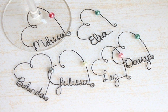 Personalized Wine Glass Charms - Wedding Favor Wine Glass Charms, Bridal Party Wine Glass Charms, Wedding Favor, Rustic Wedding Favor