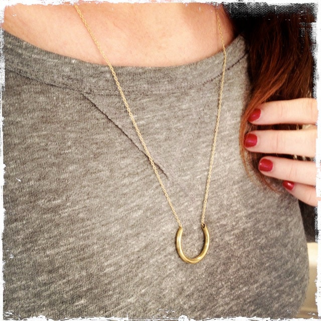 LUCKY VINTAGE BRASS necklace -- long vintage brass chain- layering necklace