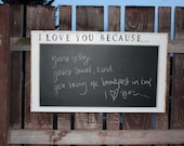 Vintage Window Chalkboard I LOVE YOU BECAUSE...