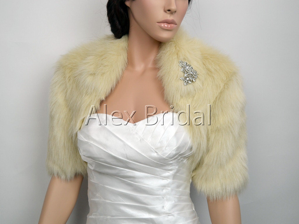 Champagne faux fur bolero jacket shrug Wrap FB005-Champagne