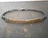 Hammered Bar Bracelet, Gold Bar Bracelet,  Friendship Bracelet, Gunmetal Chain Bracelet, Best Friend, Birthday, Sister, Mother