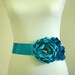Turquoise Blue Flower Wedding Belt, embroidered with Rhinestones, Peacock Wedding Sash, Bridal Sashes and Belts