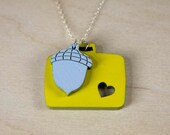 Charm Necklace "The Nester" - Petit Baby Acorn in Tow with Vintage Suitcase - Neogranny Charm Necklace "The Nester" - Petit Baby Acorn in Tow with Vintage Suitcase - Neogranny
