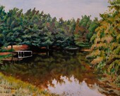 Landscape Painting Print - Peaceful Farm Pond - 11" x 14" Giclée