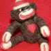 Sock Monkey in Needle Felted Wool with Hat and Heart