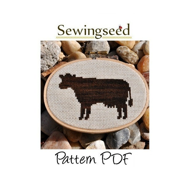 Cow Silhouette Cross Stitch Pattern, INSTANT DOWNLOAD