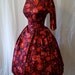 Lovely 1950's red floral print satin new look party dress holiday pin up girl glamour - size Medium