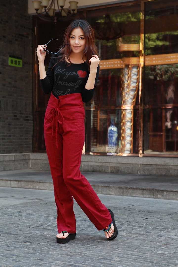 Hot Red Casual Wide Leg Pants(more colour and size choice)